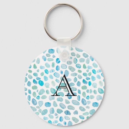 Gepersonaliseerde naam Monogram Zee Glass Sleutelhanger (Voorkant)