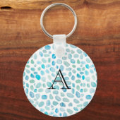 Gepersonaliseerde naam Monogram Zee Glass Sleutelhanger (Voorkant)