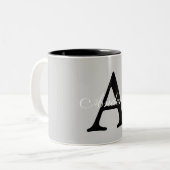 Gepersonaliseerde Naam Monogram Zilveren Achtergro Tweekleurige Koffiemok (Voorkant links)