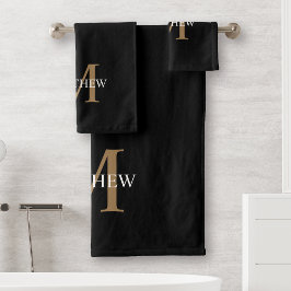 Gepersonaliseerde naam Monogram zwart Bad Handdoek