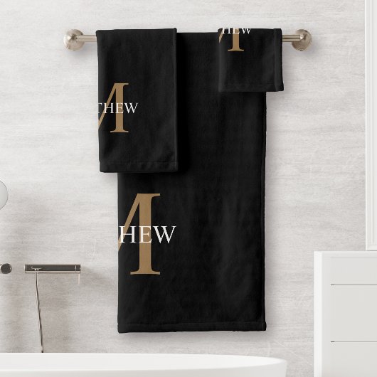 Gepersonaliseerde naam Monogram zwart Bad Handdoek