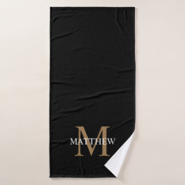 Gepersonaliseerde naam Monogram zwart Badhanddoek
