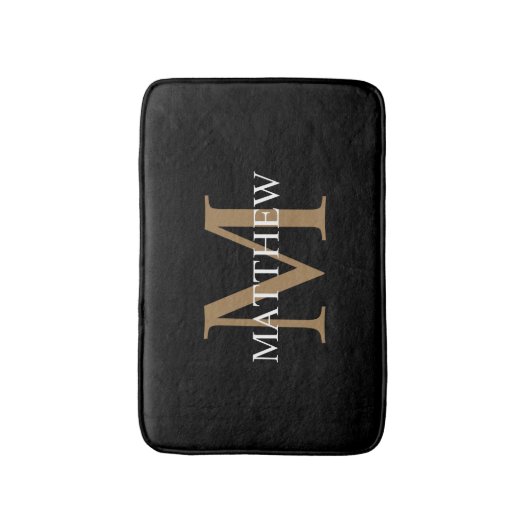 Gepersonaliseerde naam Monogram zwart Badmat (Voorkant Verticaal)