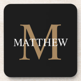 Gepersonaliseerde naam Monogram zwart Bier Onderzetter