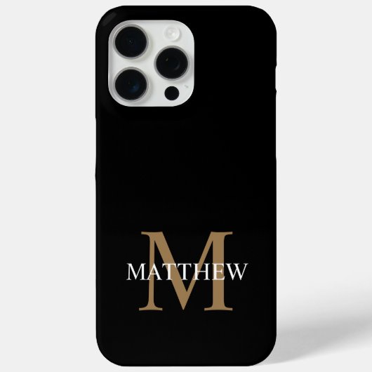 Gepersonaliseerde naam Monogram zwart Case-Mate iPhone Case (Achterkant)