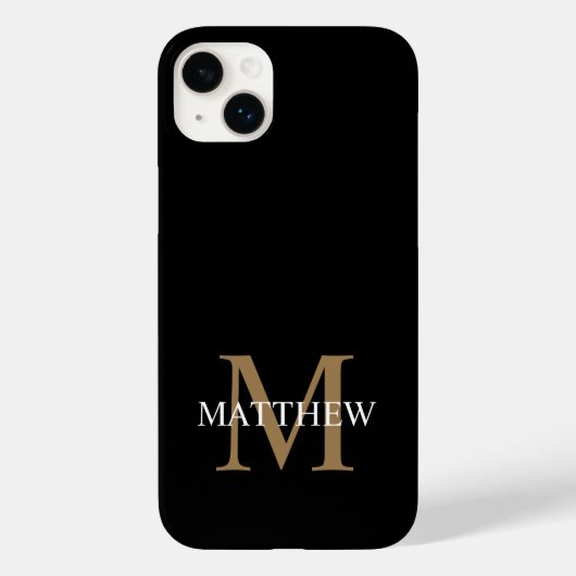 Gepersonaliseerde naam Monogram zwart Case-Mate iPhone Case (Achterkant)