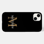 Gepersonaliseerde naam Monogram zwart Case-Mate iPhone Case (Achterkant (horizontaal))