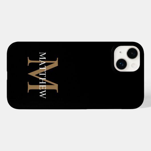 Gepersonaliseerde naam Monogram zwart Case-Mate iPhone Case (Achterkant (horizontaal))