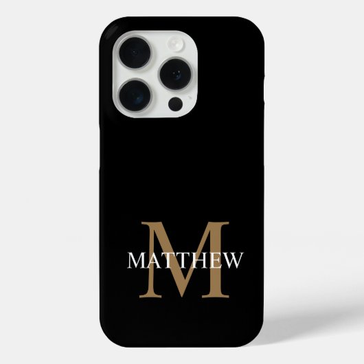 Gepersonaliseerde naam Monogram zwart Case-Mate iPhone Case (Achterkant)