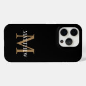 Gepersonaliseerde naam Monogram zwart Case-Mate iPhone Case (Achterkant (horizontaal))