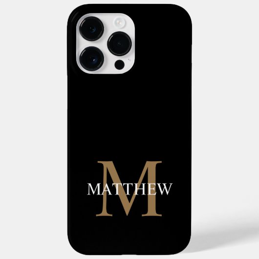 Gepersonaliseerde naam Monogram zwart Case-Mate iPhone Case (Achterkant)