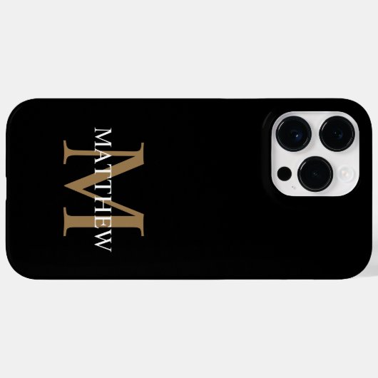 Gepersonaliseerde naam Monogram zwart Case-Mate iPhone Case (Achterkant (horizontaal))