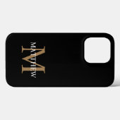 Gepersonaliseerde naam Monogram zwart Case-Mate iPhone Case (Achterkant (horizontaal))