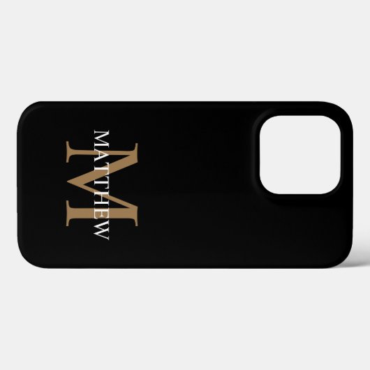 Gepersonaliseerde naam Monogram zwart Case-Mate iPhone Case (Achterkant (horizontaal))