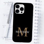 Gepersonaliseerde naam Monogram zwart Case-Mate iPhone 14 Pro Max Hoesje<br><div class="desc">Creëer uw eigen gepersonaliseerde zwarte ronde telefoongeval met uw douanenaam en monogram.</div>