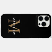 Gepersonaliseerde naam Monogram zwart Case-Mate iPhone Case (Achterkant (horizontaal))