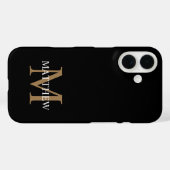 Gepersonaliseerde naam Monogram zwart Case-Mate iPhone Case (Achterkant (horizontaal))
