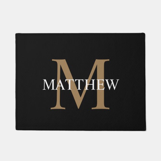 Gepersonaliseerde naam Monogram zwart Deurmat (Voorkant)