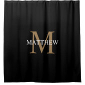 Gepersonaliseerde naam Monogram zwart Douchegordijn (Voorkant)