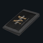 Gepersonaliseerde naam Monogram zwart Drievoud Portemonnee<br><div class="desc">Creëer uw eigen gepersonaliseerde zwarte ronde drievoudig mapje met uw aangepaste naam en monogram.</div>