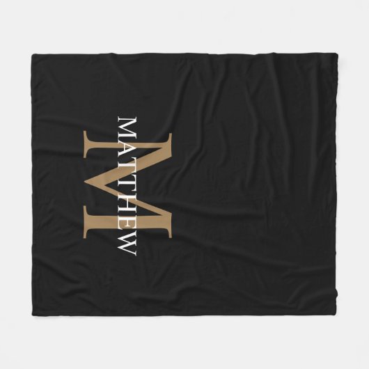 Gepersonaliseerde naam Monogram zwart Fleece Deken (Voorkant (Horizontaal))