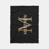 Gepersonaliseerde naam Monogram zwart Fleece Deken (Voorkant)