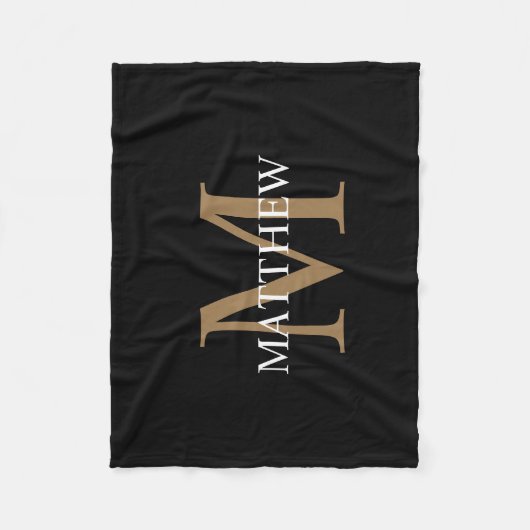 Gepersonaliseerde naam Monogram zwart Fleece Deken (Voorkant)