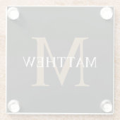 Gepersonaliseerde naam Monogram zwart Glazen Onderzetter (Achterkant)