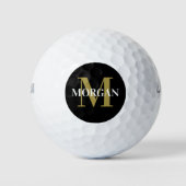 Gepersonaliseerde naam Monogram zwart Golfballen (Voorkant)