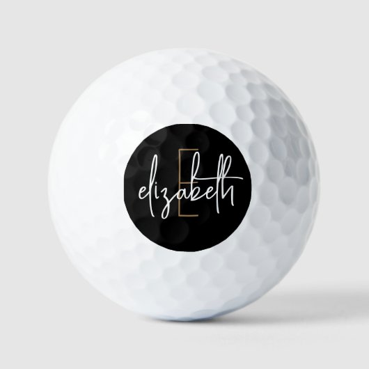 Gepersonaliseerde naam Monogram zwart Golfballen (Voorkant)