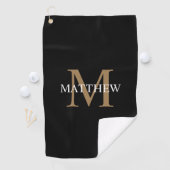 Gepersonaliseerde naam Monogram zwart Golfhanddoek (Insitu)