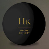 Gepersonaliseerde naam Monogram Zwart Goud Pingpongbal