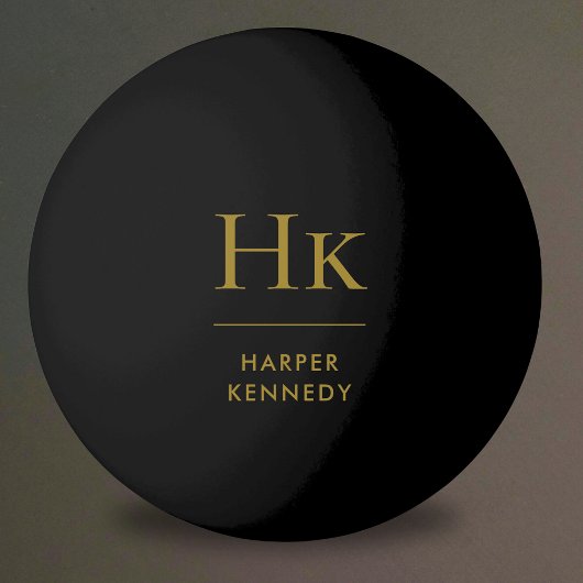 Gepersonaliseerde naam Monogram Zwart Goud Pingpongbal