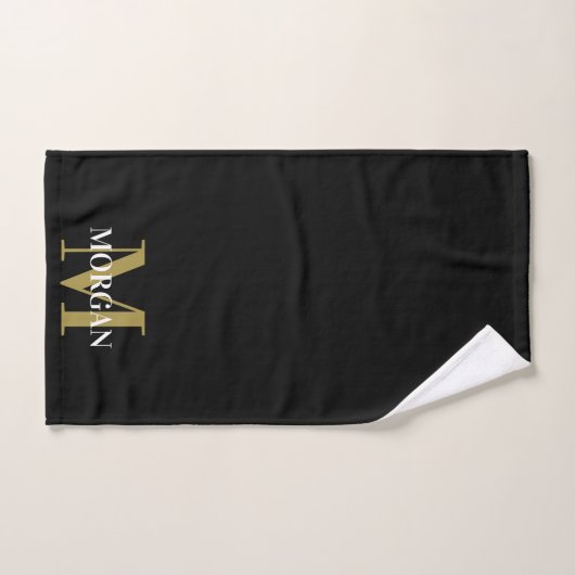 Gepersonaliseerde naam Monogram zwart Handdoek (Handdoek)