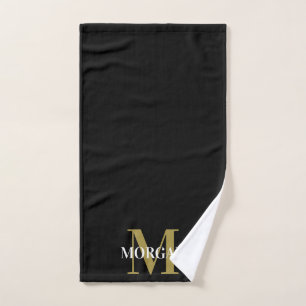 Gepersonaliseerde naam Monogram zwart Handdoek