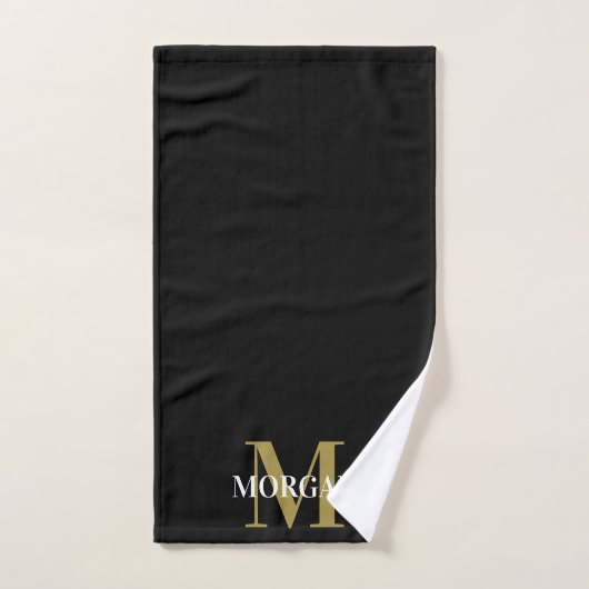 Gepersonaliseerde naam Monogram zwart Handdoek (Handdoek)