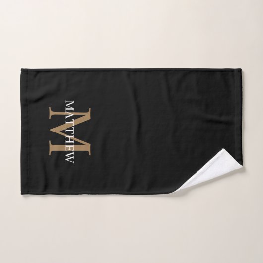 Gepersonaliseerde naam Monogram zwart Handdoek (Handdoek)