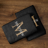 Gepersonaliseerde naam Monogram zwart Handdoek