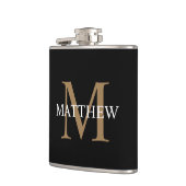 Gepersonaliseerde naam Monogram zwart Heupfles (Links)
