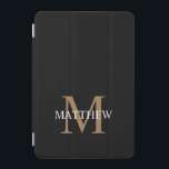 Gepersonaliseerde naam Monogram zwart iPad Mini Cover<br><div class="desc">Creëer uw eigen gepersonaliseerde zwarte ronde draagtas met uw aangepaste naam en monogram.</div>