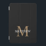 Gepersonaliseerde naam Monogram zwart iPad Mini Cover<br><div class="desc">Creëer uw eigen gepersonaliseerde zwarte ronde draagtas met uw aangepaste naam en monogram.</div>