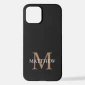 Gepersonaliseerde naam Monogram zwart iPhone Hoesje (Achterkant)