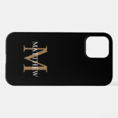 Gepersonaliseerde naam Monogram zwart iPhone Hoesje (Achterkant horizontaal)