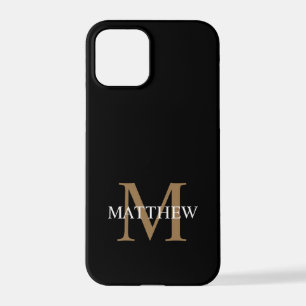 Gepersonaliseerde naam Monogram zwart iPhone 12 Pro Hoesje