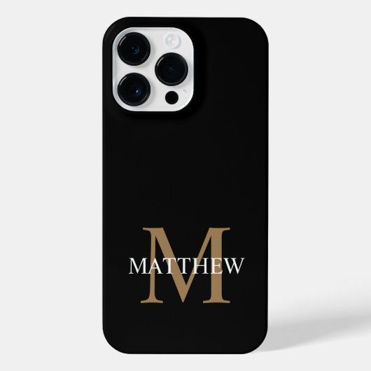Gepersonaliseerde naam Monogram zwart iPhone Hoesje (Achterkant)