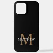 Gepersonaliseerde naam Monogram zwart iPhone Hoesje (Achterkant)