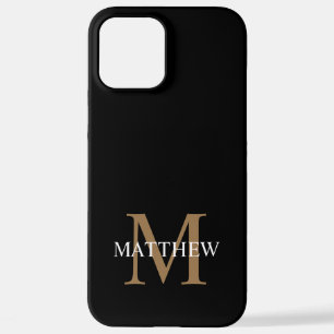 Gepersonaliseerde naam Monogram zwart iPhone 12 Pro Max Hoesje