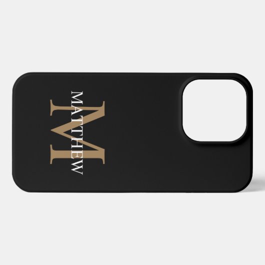Gepersonaliseerde naam Monogram zwart iPhone Hoesje (Achterkant horizontaal)