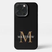 Gepersonaliseerde naam Monogram zwart iPhone Hoesje (Achterkant)