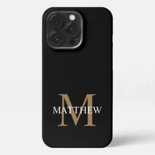 Gepersonaliseerde naam Monogram zwart iPhone 13 Pro Hoesje